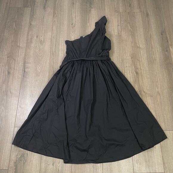 J Crew One Shoulder Flowy Fashion Trendy Belted Midi Dress US Women's 10 New - Picture 3 of 6